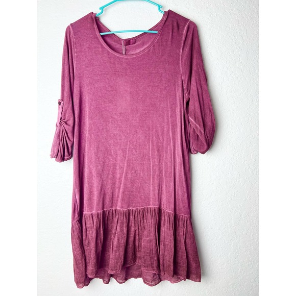 Scandal women’s tunic top 3/4 sleeve small / medium raspberry pink BoHo NWT - Picture 2 of 10